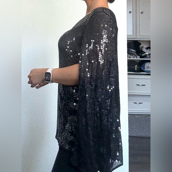 DKNY Black Sequin Women's elegant cape blazer - Picture 10 of 13